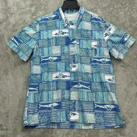 Columbia Shirt Men's Medium Button Up Camp Tribal Fish Print PFG Fishing Outdoor - Picture 1 of 10